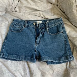 Dark-wash Mom Shorts